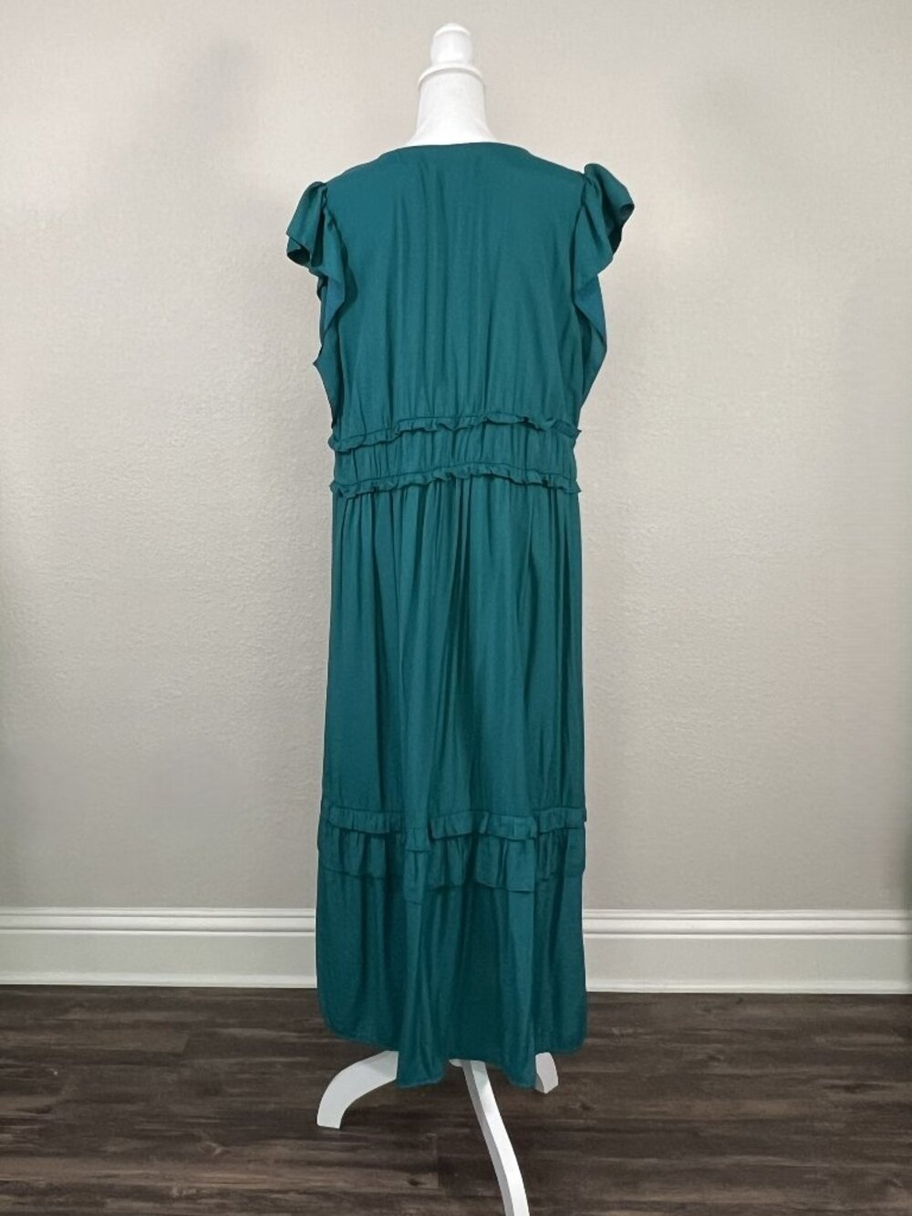 Knox Rose Teal V‑Neck Tiered Midi Dress - Picture 4 of 9